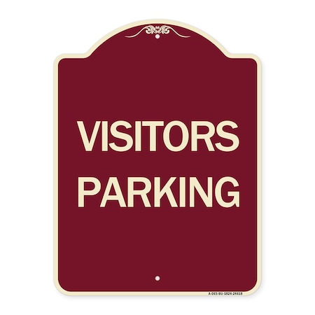 Designer Series Sign Visitors Parking, Burgundy Heavy-Gauge Aluminum Architectural Sign